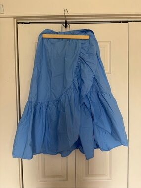 J. Crew Blue Ruffled Midi Skirt
